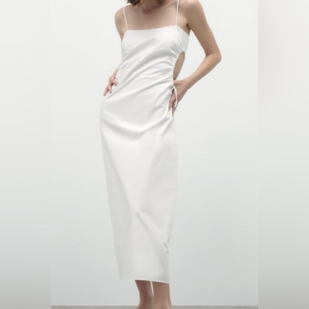 ZARA Cut Out Gabardine Midi Dress